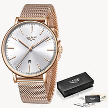 Load image into Gallery viewer, LIGE Fashion Women Watches Ladies Top Brand luxury Waterproof Gold Quartz Watch Women Stainless Steel Date Wear Gift Clock 2019