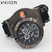 Load image into Gallery viewer, 2019 Military Lighter Watches men outdoor sports Quartz Watch USB Charging Wristwatches hot Flameless Cigarette lighter F665