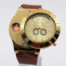 Load image into Gallery viewer, 2019 Military Lighter Watches men outdoor sports Quartz Watch USB Charging Wristwatches hot Flameless Cigarette lighter F665